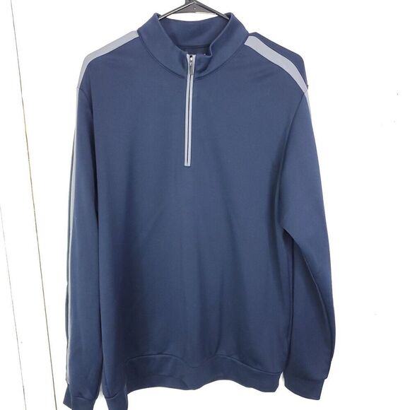Adidas Jacket Mens L Pullover Quarter Zip Athlete Golf Navy Sports Soccer - Picture 1 of 8